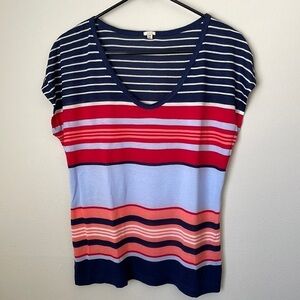 J. Crew striped scoop neck cap sleeve t-shirt